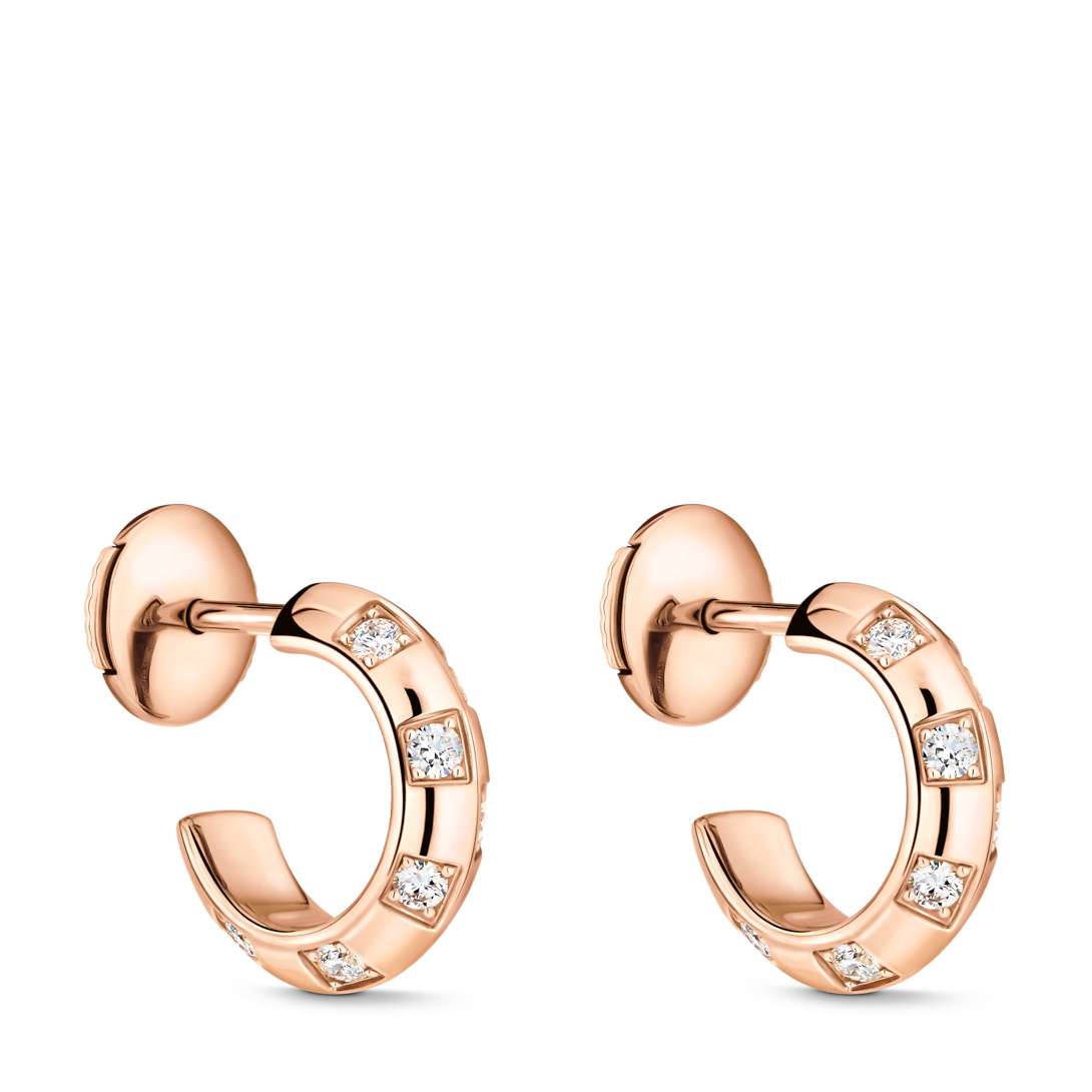 Le Damier de Louis Vuitton Small Hoops, Rose Gold and Diamonds 0