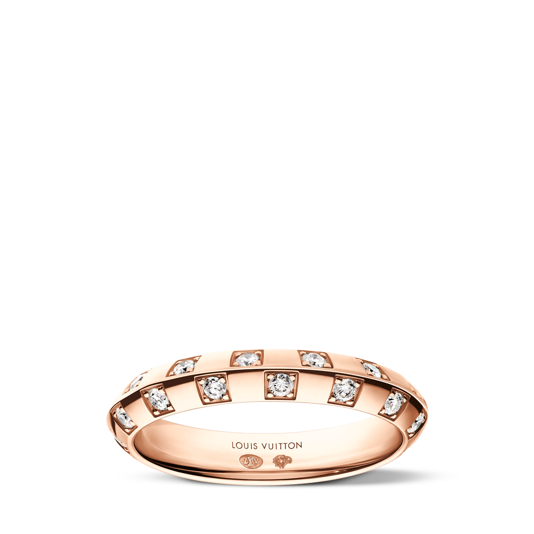 Le Damier de Louis Vuitton Small Ring, Rose Gold and Diamonds 0