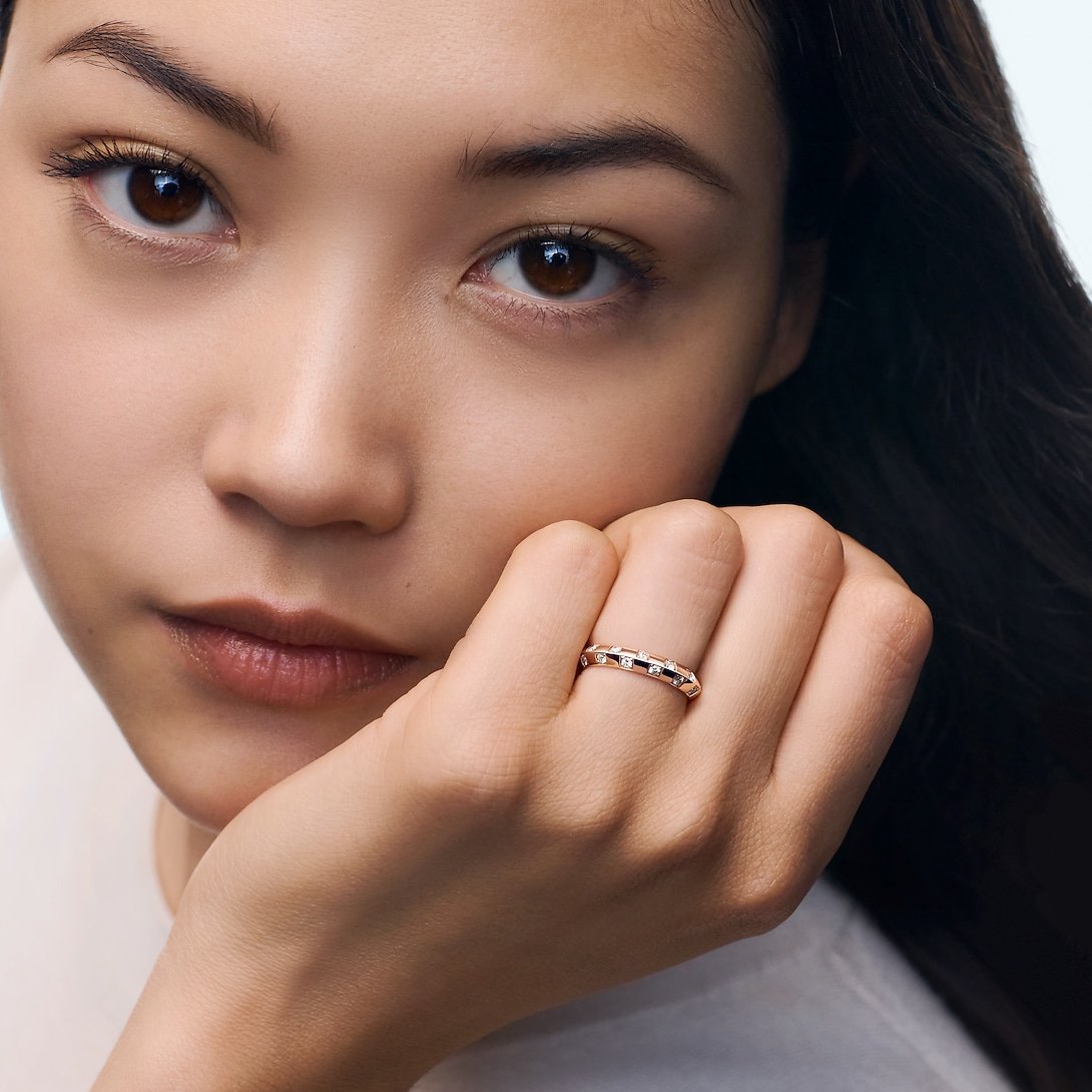 Le Damier de Louis Vuitton Small Ring, Rose Gold and Diamonds 1
